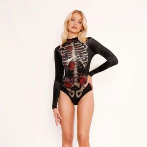 Creeper Ribs Velvet Long Sleeve Bodysuit